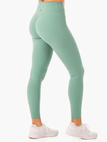 Green Women's Ryderwear Serene Cross Over Scrunch Leggings | RFD60363