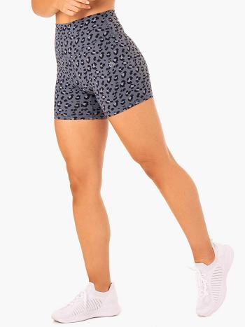 Grey / Blue / Leopard Women's Ryderwear Hybrid Mid Length Shorts | 50YH97480