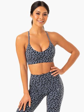 Grey / Blue / Leopard Women's Ryderwear Hybrid Sports Bras | 59KR94782