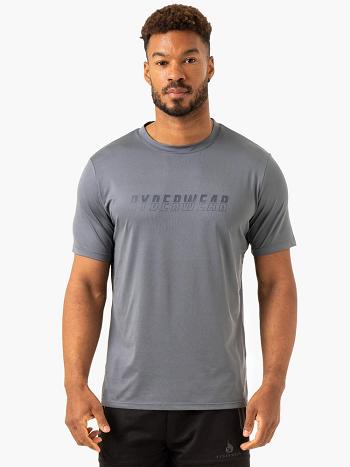 Grey / Blue Men's Ryderwear Overdrive T-Shirt Top | DF8914290