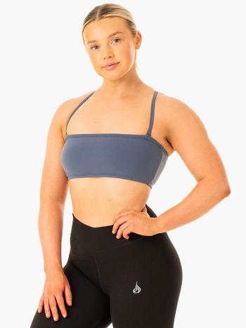 Grey / Blue Women's Ryderwear Convertible Bandeau Sports Bras | G5B30497