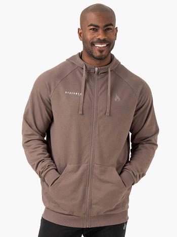 Grey Brown Men's Ryderwear Pursuit Zip Up Jackets | 154J36936