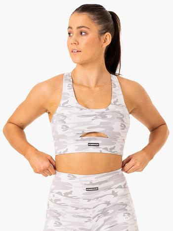 Grey / Camo Women's Ryderwear Base Racer Back Sports Bras | TNTY66243