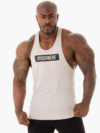 Grey Men's Ryderwear Base Stringer T-Back Tanks | DS7883818