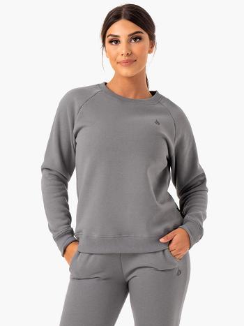 Grey Women's Ryderwear Adapt Boyfriend Sweater Top | 122IV79401