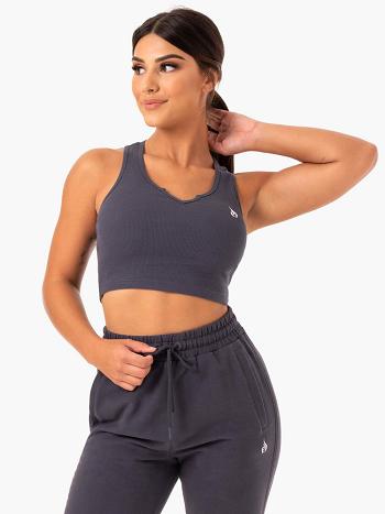 Grey Women's Ryderwear Base V Split Tanks | DF7125190