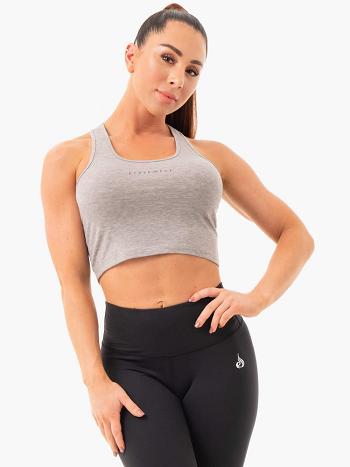 Grey Women's Ryderwear Cropped Racer Back Tank Top | 62HF61133