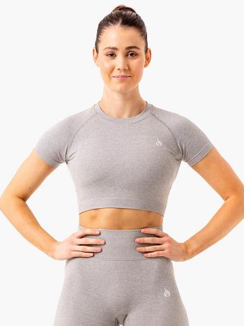 Grey Women's Ryderwear Essential Seamless T-shirt | 633Y32775