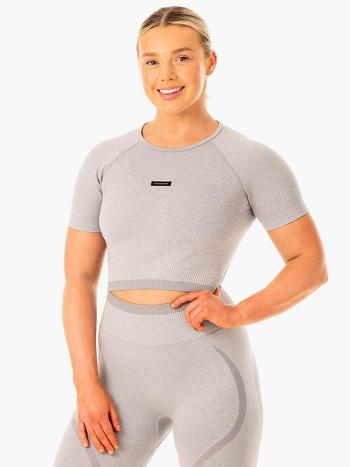 Grey Women's Ryderwear Excel Seamless T-Shirt Top | DF6124287