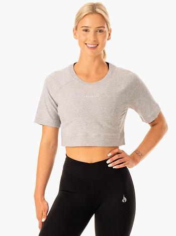 Grey Women's Ryderwear Revival Cotton T-Shirt Top | YGJ40735