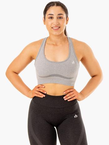 Grey Women's Ryderwear Sculpt Racer Back Sports Bra Seamless | 52YR14237