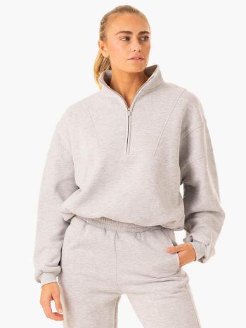 Grey Women's Ryderwear Sideline Half Zip Jumper Top | 67U6248202