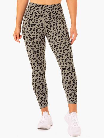 Khaki / Leopard Women's Ryderwear Hybrid Full Length Leggings | FG4022375