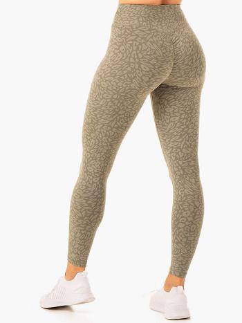 Khaki / Leopard Women's Ryderwear Rotation High Waisted Scrunch Leggings | 6Y4219169