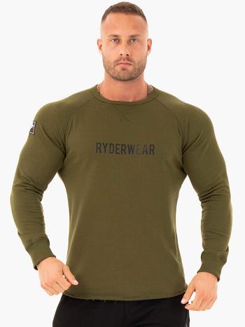 Khaki Men's Ryderwear Athletic Crew Neck Sweater Top | DS8358933