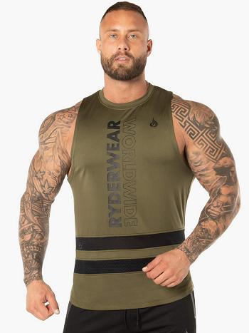 Khaki Men's Ryderwear Evo Mesh Baller Tanks | 5G7745550