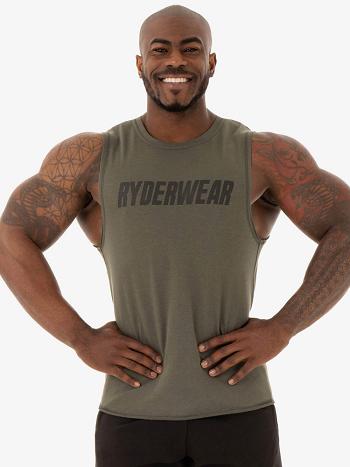 Khaki Men's Ryderwear Flex Fleece Tank Top | REH55550