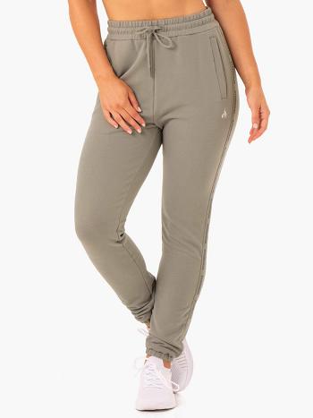 Khaki Women's Ryderwear Base High Waisted Track Pants | 80GA77329