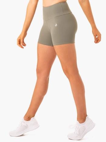 Khaki Women's Ryderwear Staples Mid Length Shorts Scrunch Bum | 136F61223