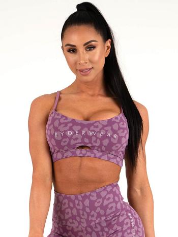 Leopard / Purple Women's Ryderwear Animal Sports Bras | 6D5557912