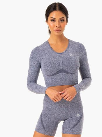 Navy Women's Ryderwear Sculpt Long Sleeve Top Seamless | G2T47322