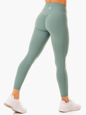 Olive / Green Women's Ryderwear Revival Scrunch Bum Leggings | DF4237509