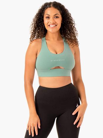 Olive Women's Ryderwear Focus Contour Sports Bras | 125G93526