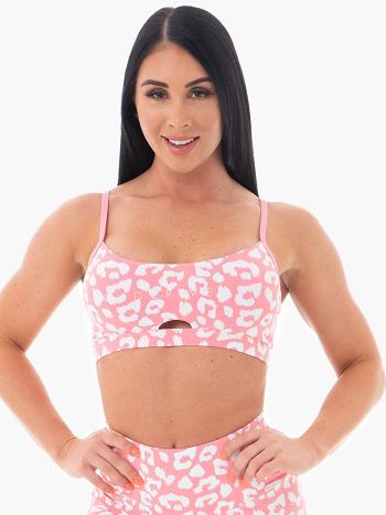 Pink / Leopard Women's Ryderwear Animal Sports Bras | DF5522533