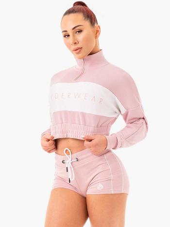 Pink Women's Ryderwear Cropped Track Jumper Top | 6Y6092189