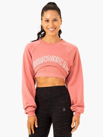 Pink Women's Ryderwear Emerge Super Crop Sweater Top | 628Y61117