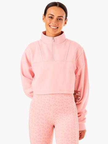 Pink Women's Ryderwear Evolution Half Zip Sweater Top | 125IV68739