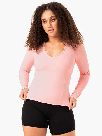 Pink Women's Ryderwear NKD Align Long Sleeve Training Top Top | 100S10274