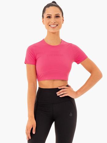 Pink Women's Ryderwear Sola Fitted T-Shirt Top | 153F14334