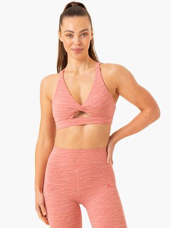 Pink Women's Ryderwear Transform Twist Sports Bras | 146F73961