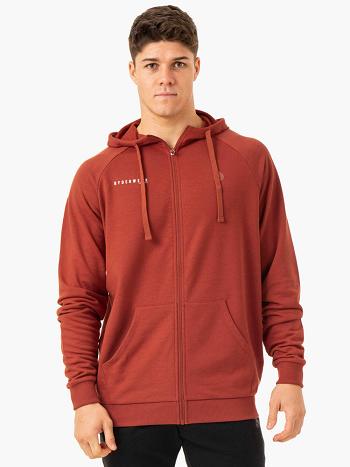 Red Men's Ryderwear Pursuit Zip Up Hoodie Top | 90YH62505