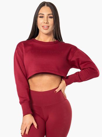 Red Women's Ryderwear Elevate Cropped Sweater Top | 620Y11984