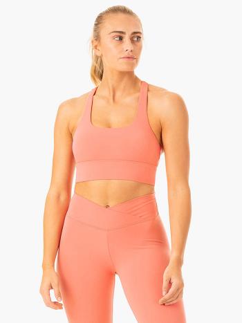 Rose / Pink Women's Ryderwear Flow Square Neck Sports Bras | 53ES35117