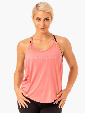 Rose / Pink Women's Ryderwear Staples Slinky T-Back Top | 133G28223