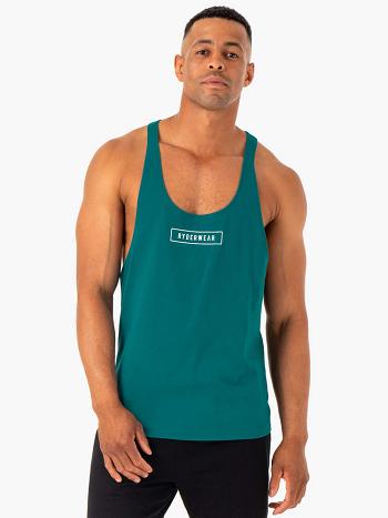 Turquoise Men's Ryderwear Recharge Stringer T-Back Tanks | SF8023760