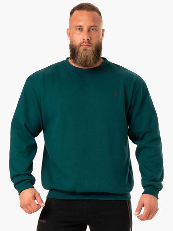 Turquoise Men's Ryderwear Reset Fleece Crew Neck Sweaters | DF9489633