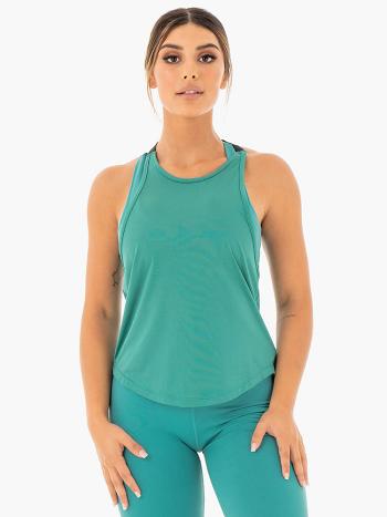 Turquoise Women's Ryderwear Motion Slinky T-Back Top | 58RW77110