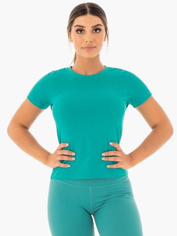 Turquoise Women's Ryderwear Motion T-Shirt Top | DF5894508