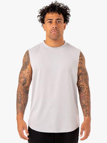 White / Grey Men's Ryderwear Enhance Muscle Tanks | FG8038019