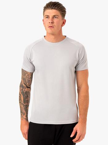 White / Grey Men's Ryderwear Enhance T-Shirt Top | MNG43025