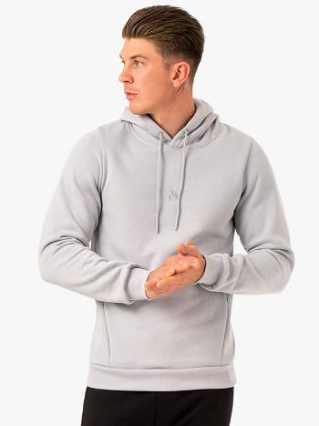 White / Grey Men's Ryderwear Restore Pullover Hoodie Top | 161DF67902