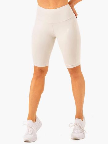 White / Grey Women's Ryderwear Action Bike Short Shorts | 53JF89939