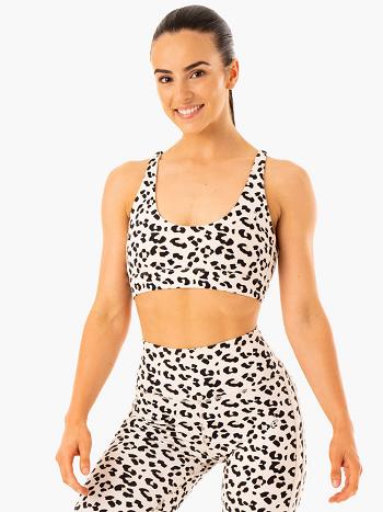 White / Leopard Women's Ryderwear Evolution Sports Bras | 118J32329