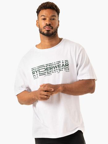 White Men's Ryderwear Graphic Oversized T-shirt | GB8295583