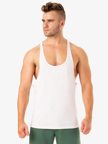 White Men's Ryderwear Limitless Stringer T-Back Tanks | 83SB30651