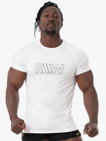 White Men's Ryderwear Shield T-Shirt Top | 84RT87188